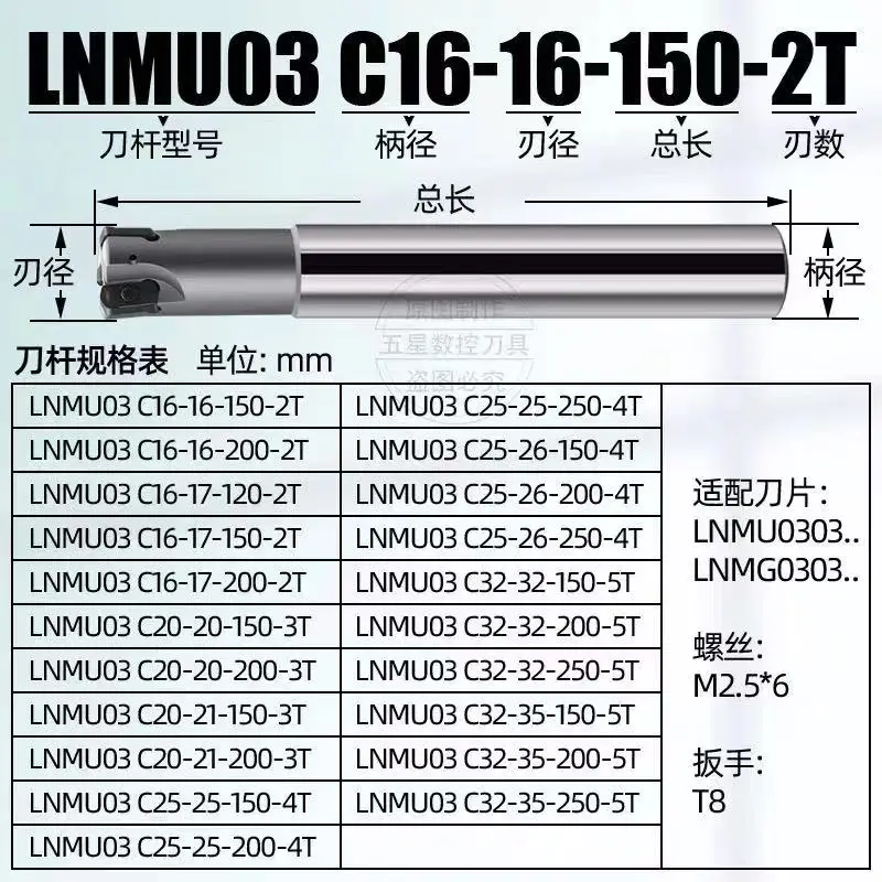 HSS CNC milling cutter bar EXN03R plane milling machine alloy cutter bar LNMU0303ZER ultra-high feed lathe parts tool EXN03