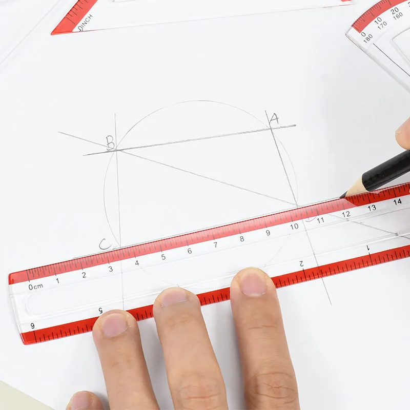 Женская треугольная полукруглая линейка, ластик, Компасы, набор математических ластиков, точилка для карандашей