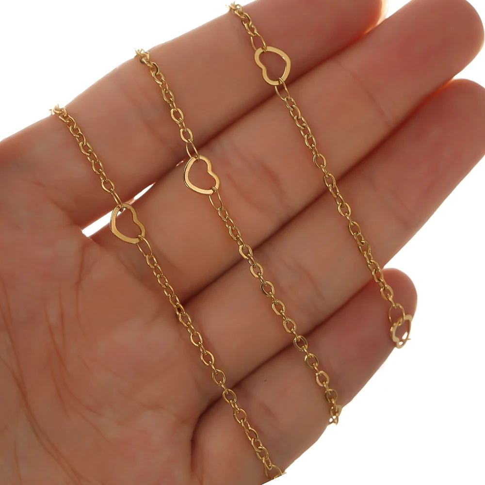 2 Meter Edelstahl-Herzgliederketten in Großpackung für DIY-Schmuckherstellung, Bastelarbeiten, Halsketten, handgefertigte Armbänder, Körperketten – Detail 5