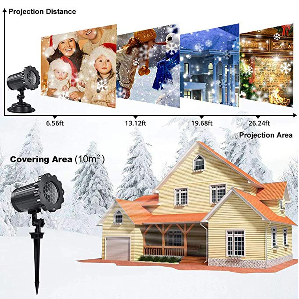 ตกแต่งคริสต์มาสเลเซอร์ปาร์ตี้ไฟโคมไฟสําหรับ Home Blizzard PROJECTION MINI Snow White Blizzard Highlight เลเซอร์โปรเจคเตอร์