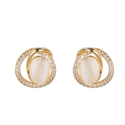 100% 14K Gold Diamond Jewelry Stud Earring for Women Bohemia Engagement Irregular Aros Mujer Oreja 14 K Gold Earring Box