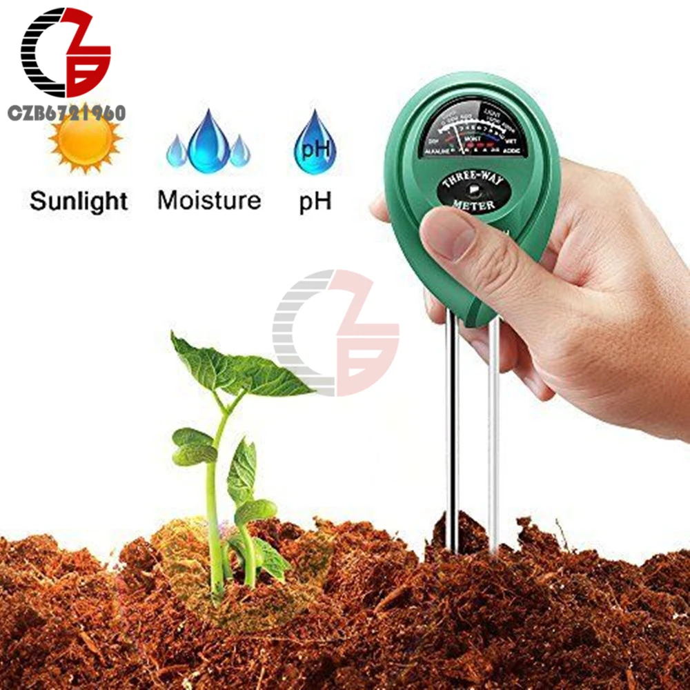 3 in 1 Soil PH Meter Sunlight PH Tester Garden Flowers Soil Moisture Sensor Meter Plants Acidity Humidity PH Monitor Detector