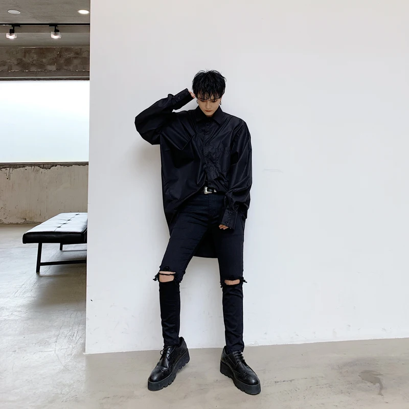 Knee Pants South Korea personality Spring and Summer Dark Department of men casual hole nine minutes slim slim version of casual