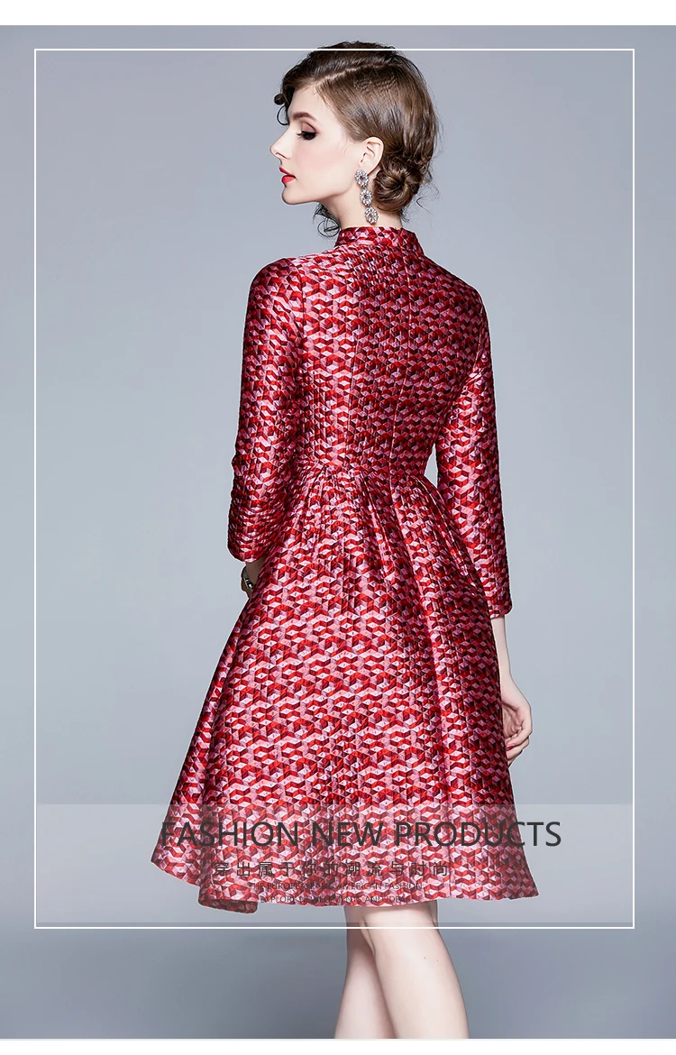 SMTHMA New Fashion Elegant Chic Dresses Women spring Runway Dress abito Jacquard pieghettato di alta qualità