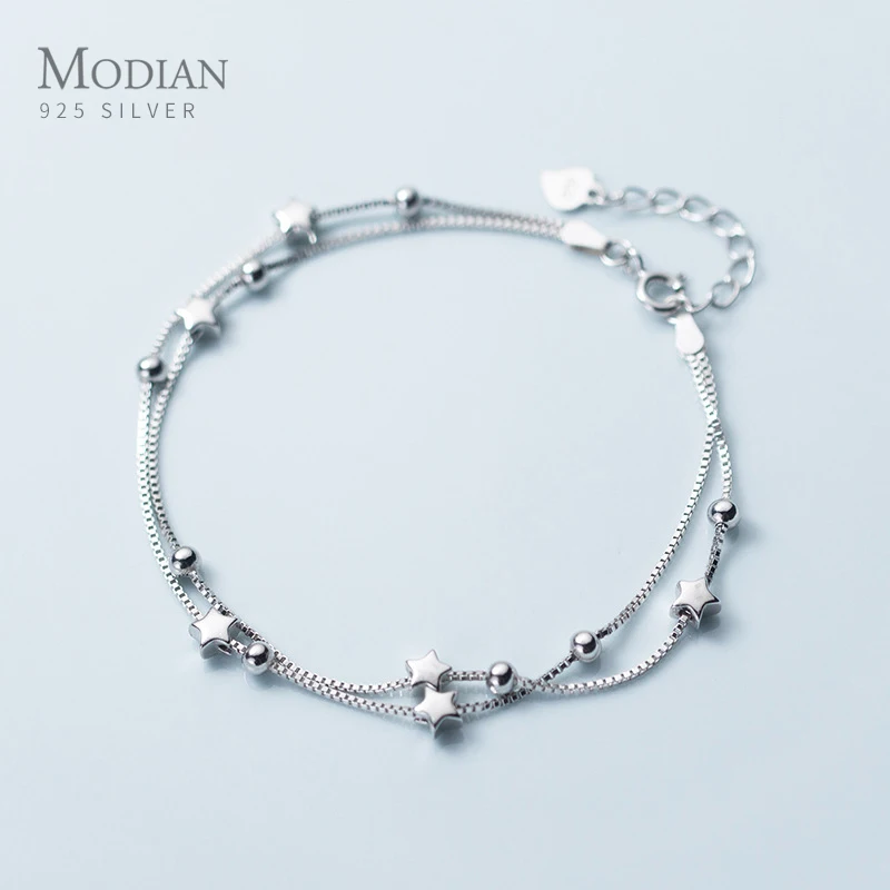 Modian New 925 Sterling Silver Little Ball Stars Bracelet Chain Link For Women Original Bracelets Engagement Gift Fine Jewelry