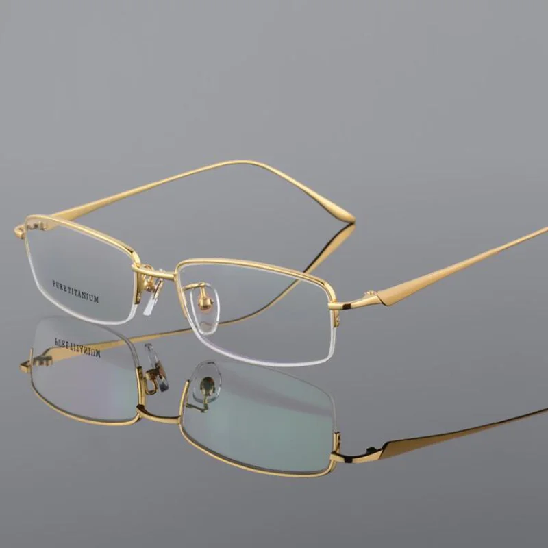 

New Semi Rim Pure Titanium Eyeglasses Frame for Men Optical Glasses Frame Prescription Half-rim Eyewear Business Spectacles