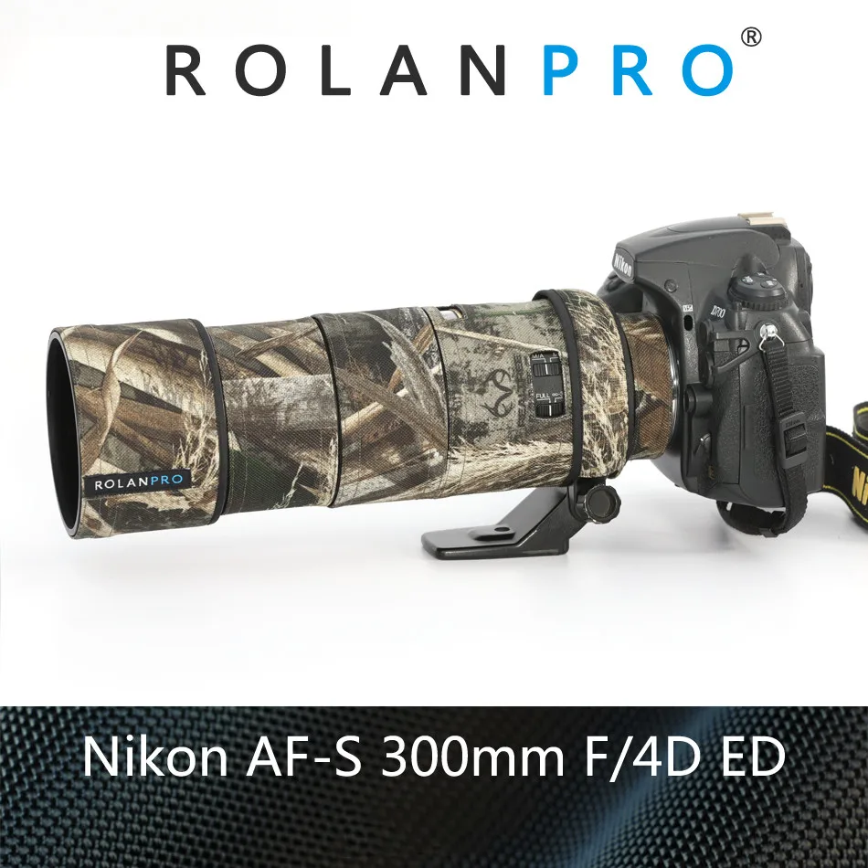 ROLANPRO Lens Camouflage Coat Rain Cover for Nikon AF-S 300mm F/4D ED Lens Protective Case Nylon Waterproof Lens Coat For Nikon