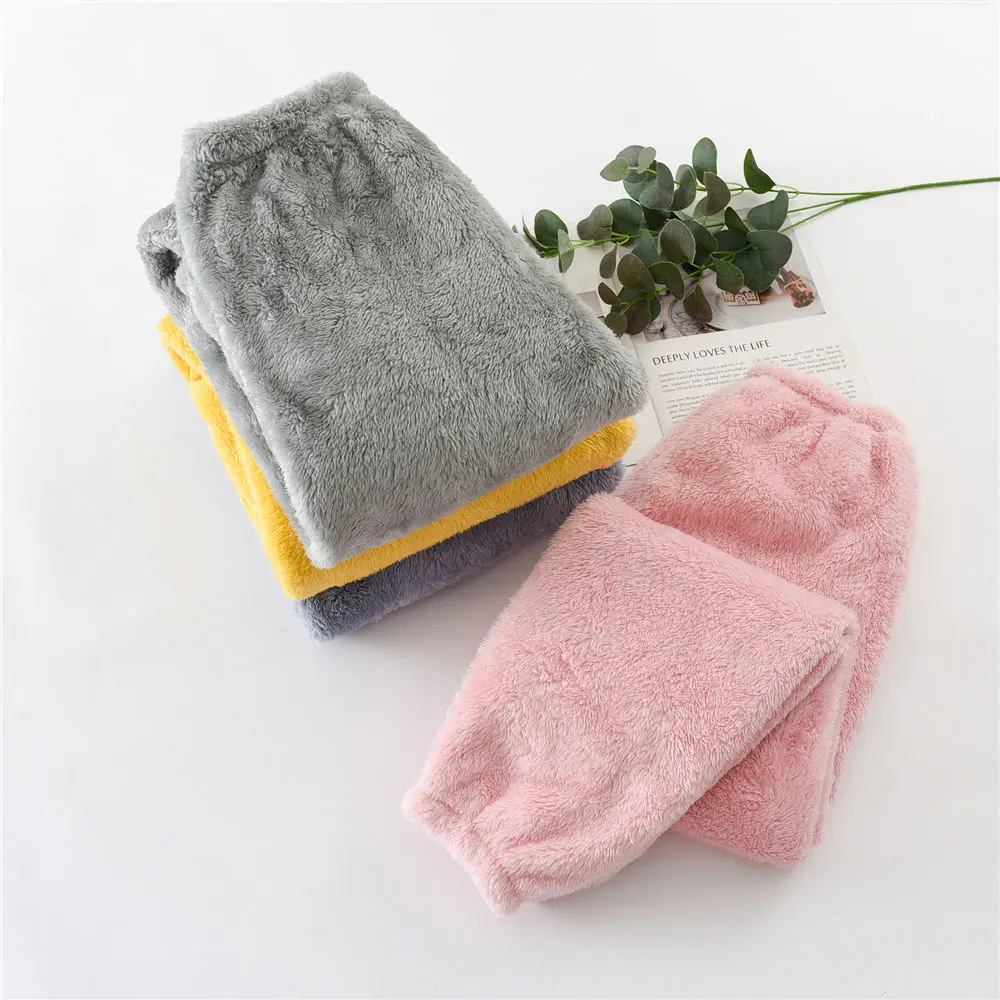 Women Winter Warm Fleece Pants Elastic Waist Teddy Fleece Leggings Autumn Home Wear Large Size Fuzzy Sweatpant