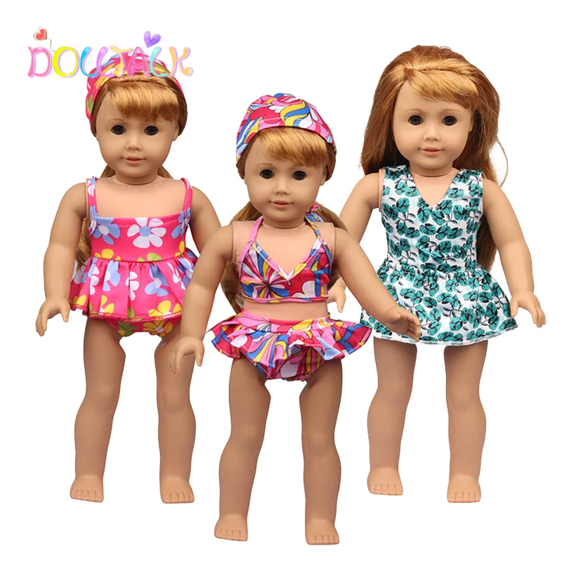 Doll Talk Summer Bikini Clothes Fashion Swimwear Fit 43cm New Baby Reborn Dolls 3 Styles Green Leaf Match Accessories For Girls