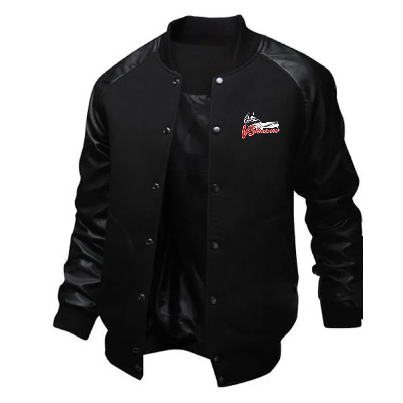 Mens Coats Stand Collar Jackets Outing Outerwear V-Strom DL 650 Motorsport Team Logo _Suzukies_ Topshirts Motorcycle Clothing