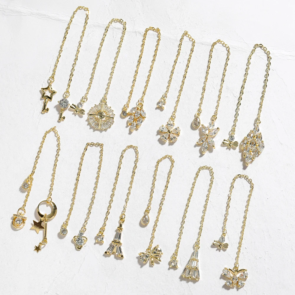 A Piece Of Shiny Zircon Nail Art Rhinestones Luxury Diamonds Tassel Chains Pearl Jewelry Nail Decorations Manicure Accessories