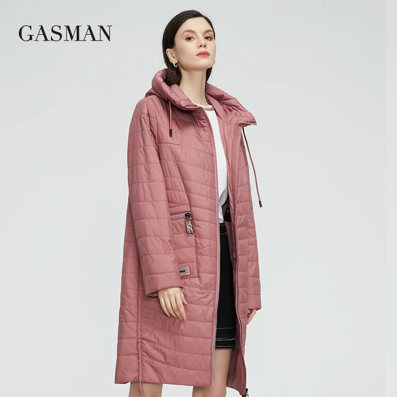 Gasman 2022 nova jaqueta feminina primavera outono feminino casaco longo parka moda feminina jaquetas femininas fino algodão 81858