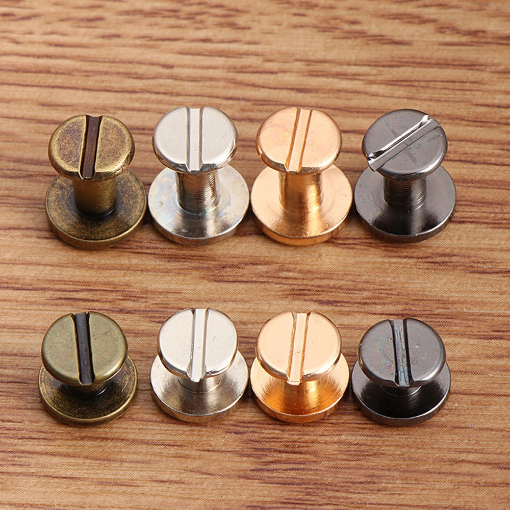 10Set 5/6.5/8mm Screw Nail Rivets For Leather Craft Belt Wallet Solid Brass Screws Button Decoration Nail DIY Scrapbook DROPSHIP