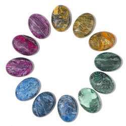 5pcs Natural Stone Impressionism Stripe 18x25mm Oval Flatback Cabochon For DIY Jewelry Making Pendant Accessories