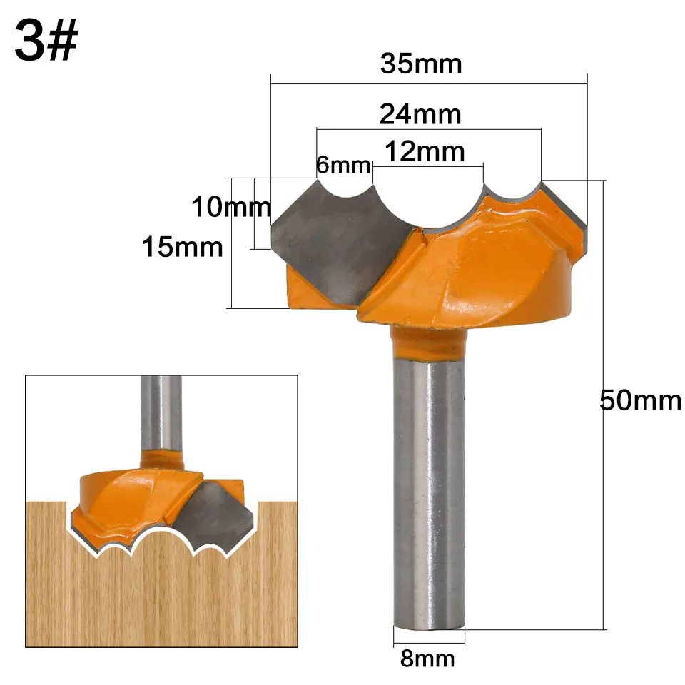 8mm Schaft Professional Grade Doppel Arc Ball Bit Runde Über Router Bits Holzbearbeitung Gravur Cutter