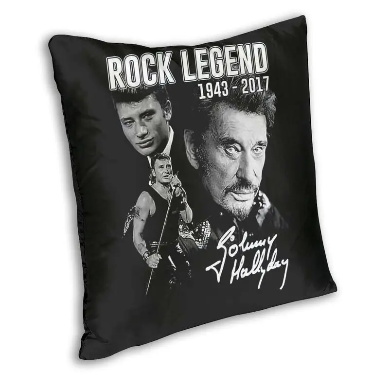 Fashion Johnny Hallyday Throw Pillow Cover Decoration Custom Square France Rock Singer Cushion Cover 45x45 Pillowcover for Sofa