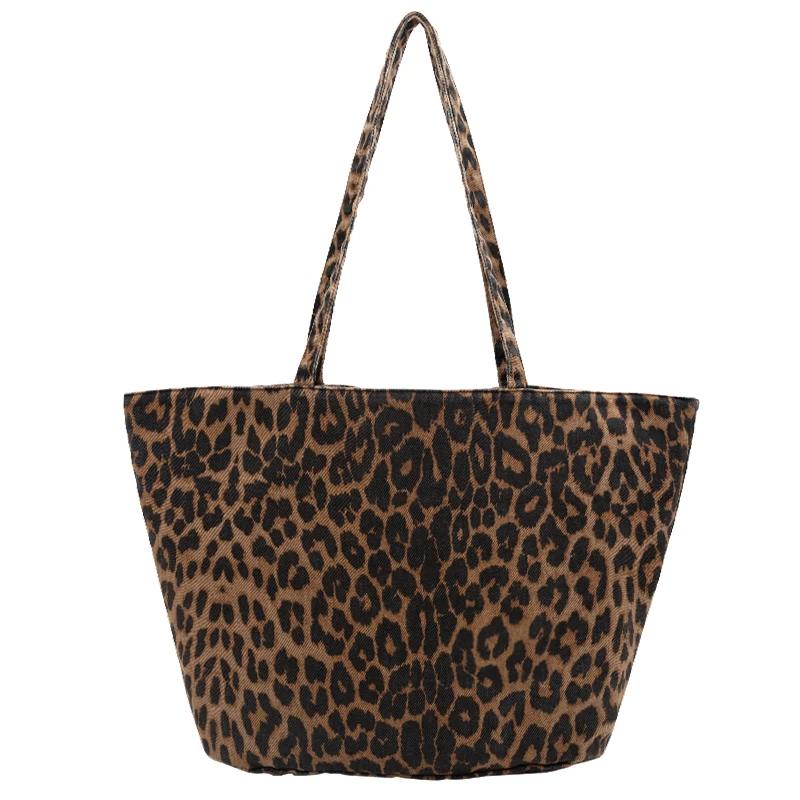 Casual tote bags for women big bag designer leisure high quality handbag large capacity Leopard Print canvas bag for shopping