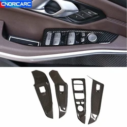 Car Carbon Fiber Color For BMW 3 Series G20 G28 Window Glass Lifting Buttons Decoration Frame Cover Trim Interior Accessories