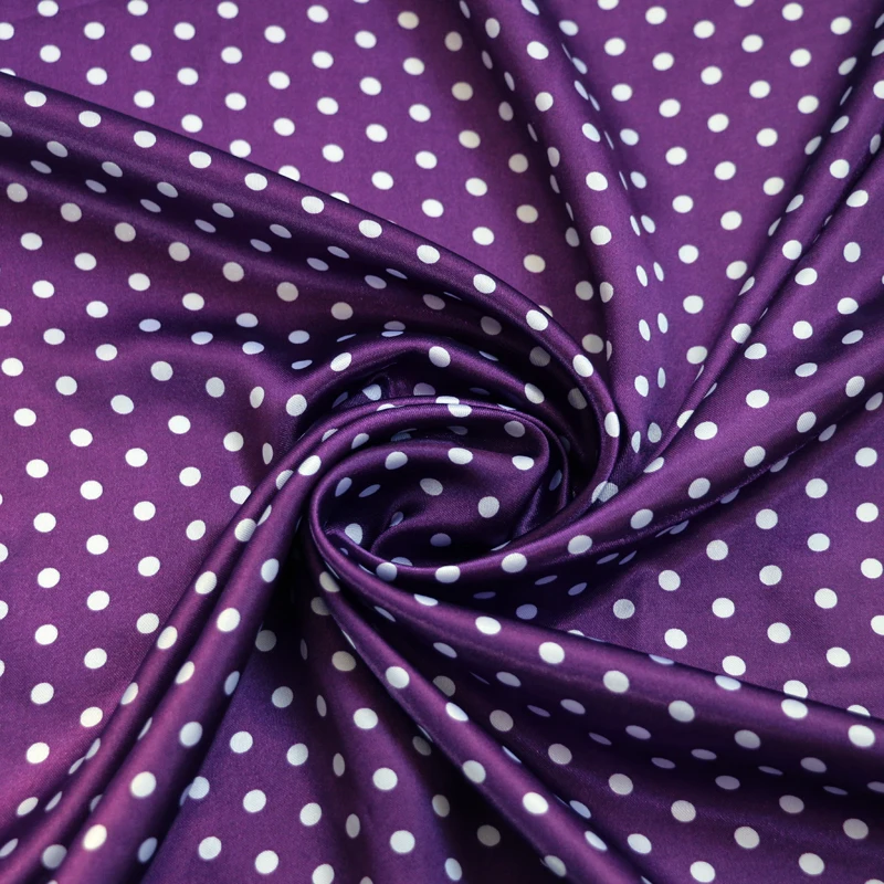 By Meter Cute Polka Dots Material Satin Charmeuse Soft Coat Lining Scarf Diy Fabric Clothing Sewing Background Accessories