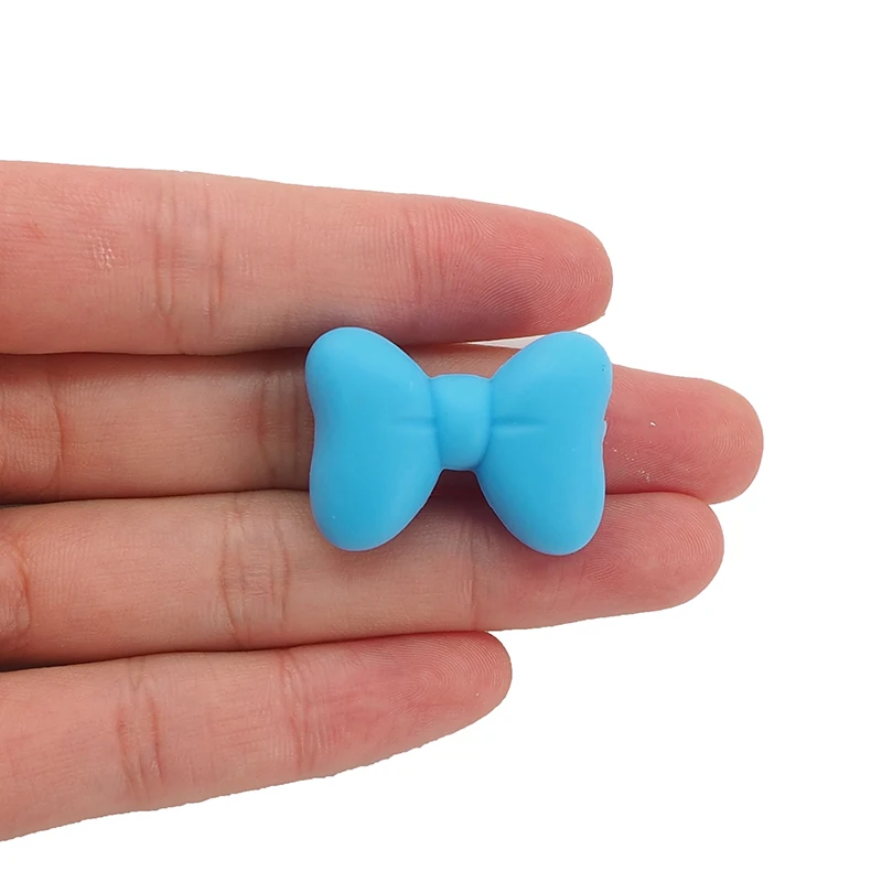 Chenkai 10PCS Bowknot Silicon Beads BPA Free Cute Silicone Pacifier For Infant DIY Baby Chewable Teething Making Jewelry Gift