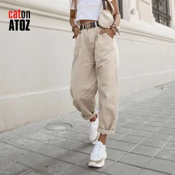 catonATOZ 2248 Y2K Khaki Women's Cargo Pants High Waist Loose Trousers Female Casual Streetwear baggy Jeans