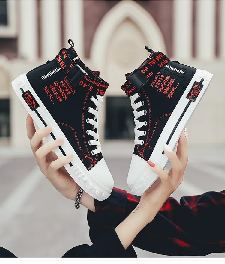 New High-top Men Teens Casual Shoes Canvas Breathable Sneakers Skateboard Cushion Basketball Running Jogging Footwear Travel