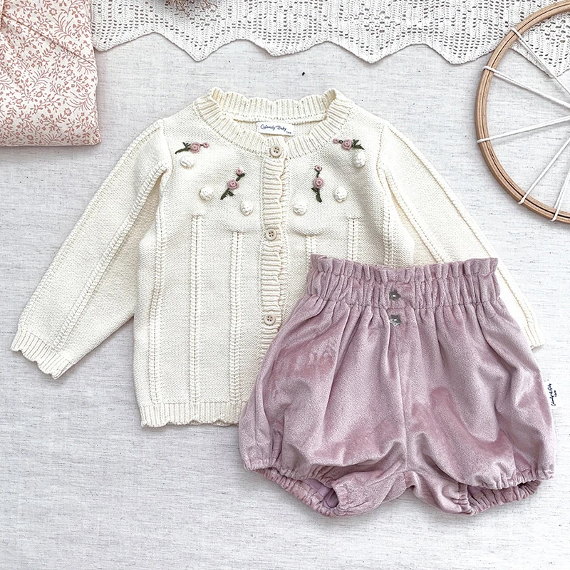 Girls Cardigan Girls Autumn Winter Sweaters 2021 Baby Sweater Fashion Petals Collar Knitted Cardigan Jacket Baby Sweater Coat