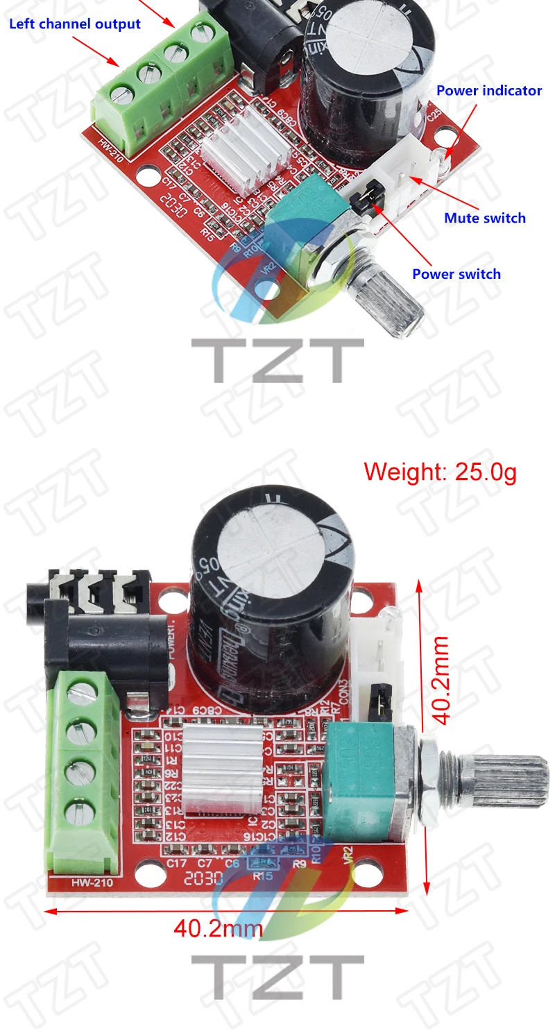 TZT 1/3 Stück 12V Mini Hi-Fi PAM8610 Audio-Stereo-Verstärkerplatine 2X10W Dual-Kanal D-Klasse Zum Niedrigsten Preis – Detail 2