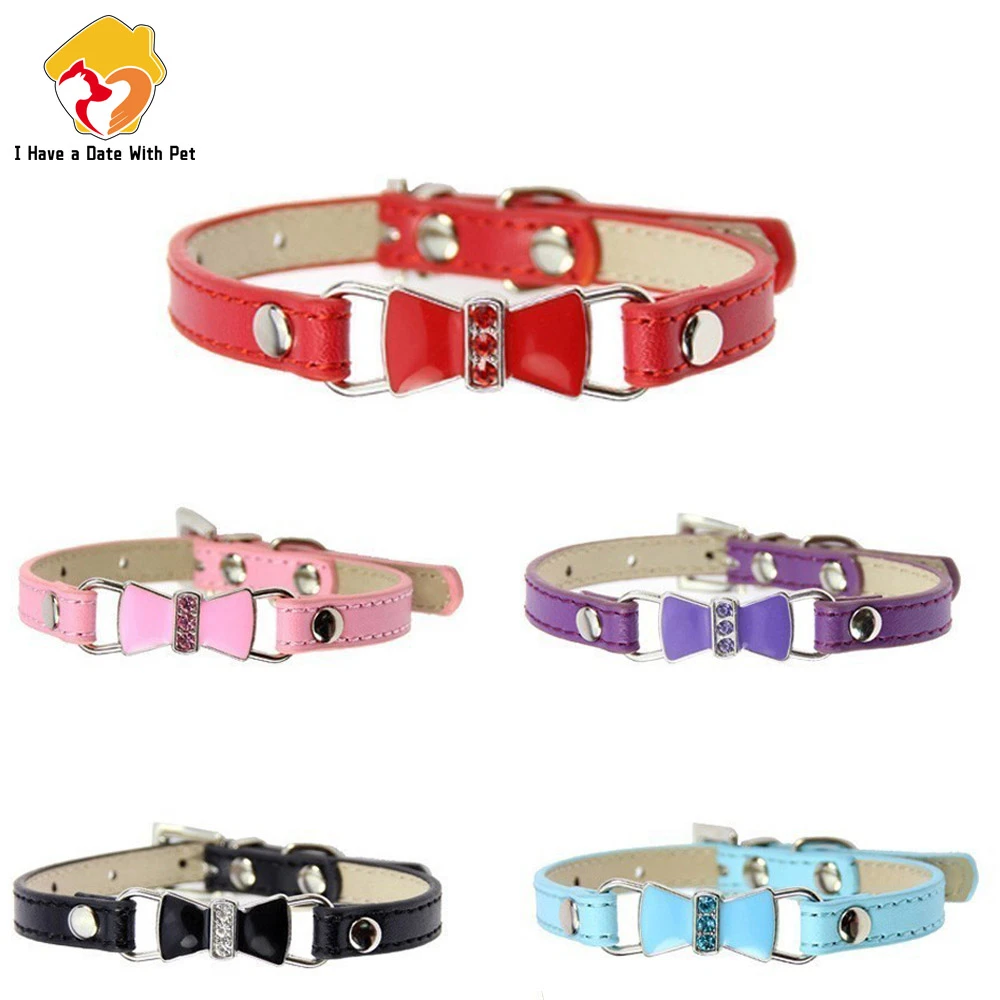 

Pet Product Cat Dog Collar Personalized With Rhinestone Lovely Bowknot Puppy Chihuahua Collars Kitten Necklace Cat Supplies