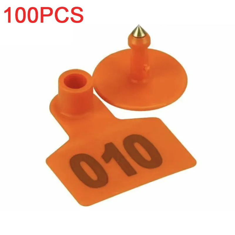 100PCS หมูแท็กหูแผ่นดิจิตอล Marker ป้ายหัวทองแดงต่างหู3สีฟาร์มปศุสัตว์สัตว์ Identification Card