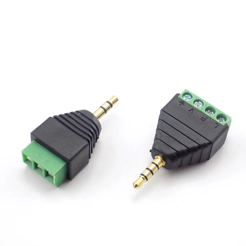 3.5mm Jack Headphone Plug 3 Pole/4 Pole Stereo Solderless Connector Audio Head To Terminal DIY Plug