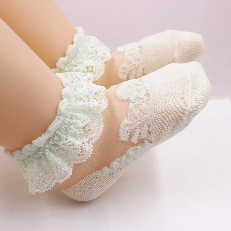 Summer Girl Socks Cute Lace Flower Mesh Newborn Baby Socks Cotton Baby Girl Bowknot Socks Anti Slip Socks