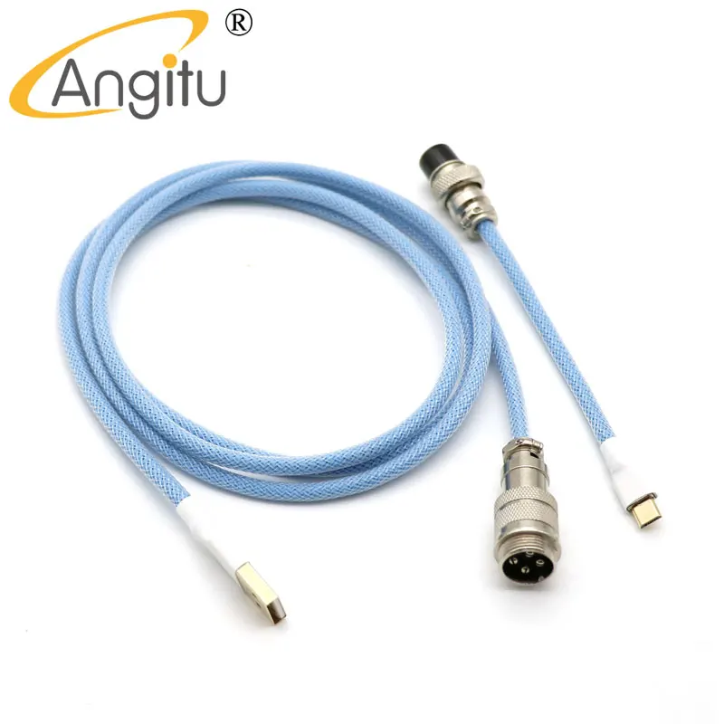 Angitu 기계식 키보드 C타입 케이블 차폐 PET 슬리브, USB A to C타입 Avaviator 케이블, GX12 포함