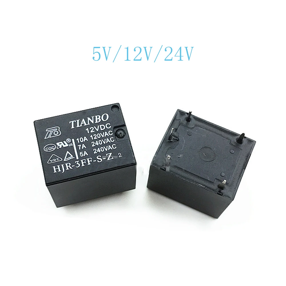 5PCS/lot  original New Relay  HJR-3FF-S-Z 5VDC  HJR-3FF-S-Z 12VDC  HJR-3FF-S-Z 24VDC  HJR 3FF S Z 5V  HJR-3FF-S-Z-12V 10A 5PIN