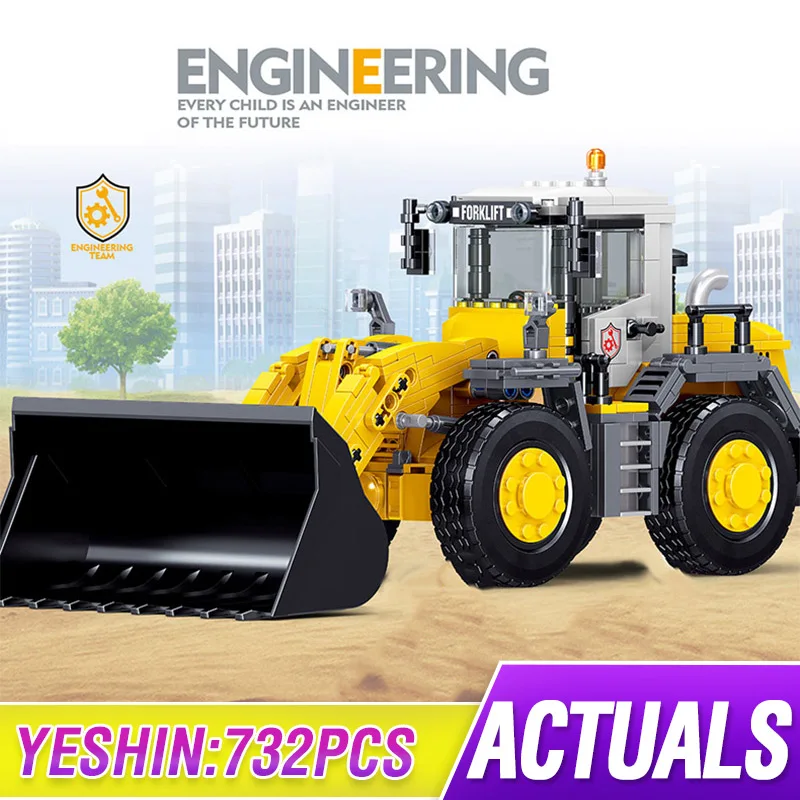 Technical Ciy Engineering Car The Wheel Small Loader Set Assembly Vehicle Building Blocks Bricks Toys Kids Christmas Gift