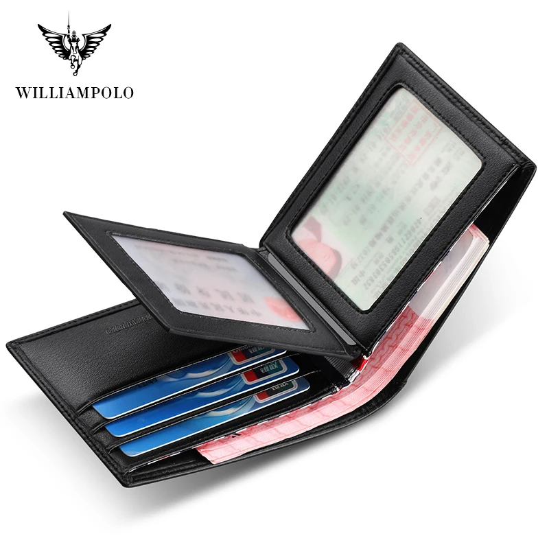WILLIAMPOLO – portefeuille Slim en cuir véritable pour hommes, Mini porte-monnaie Design, marque de mode, petite pochette, cadeau, 181342