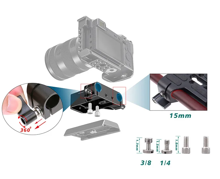 Universal Kamera Grundplatte Schulter Rig 15mm Stange Clamp Quick Release Adapter für Sony DSLR Käfig Vlog Schulter Unterstützung System – Detail 4