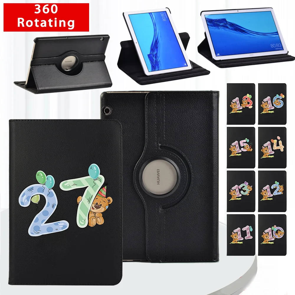 

For Huawei MediaPad T3 10 9.6 inch AGS-L09-L03 W09 Leather 360 Degrees Rotating Smart Tablet Case For MediaPad T5 10 10.1"