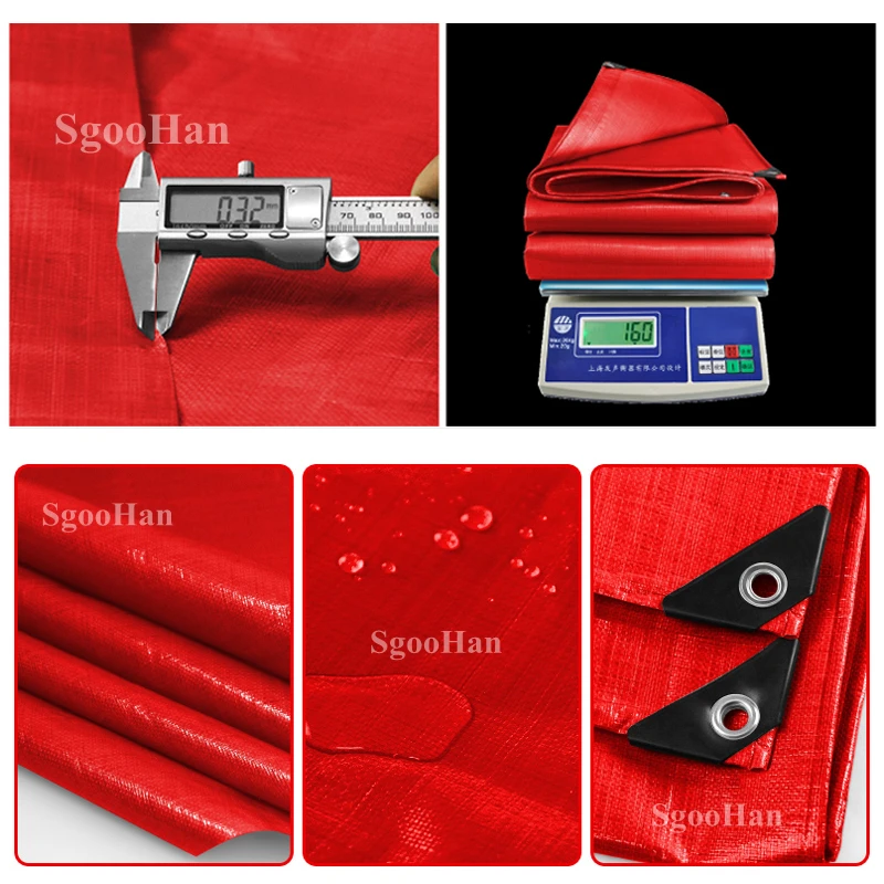 Red PE Rainproof Cloth Tarpaulin Outdoor Awning Sun Shade Sail Camping Boat Truck Canopy Ground Sheet Pet House Waterproof Cloth