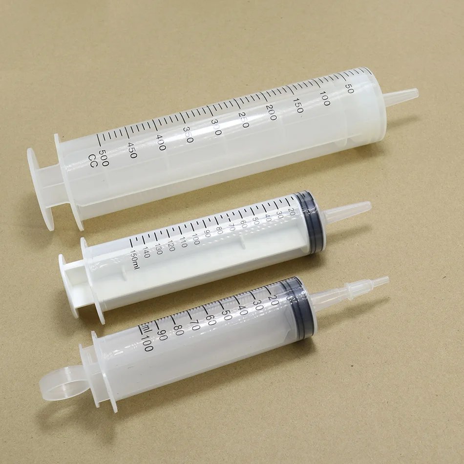 100 150 500ml Transparent Straight Mouth Syringe  Clear Tip Cap Mixing Many Liquid Industrial Glue Tools