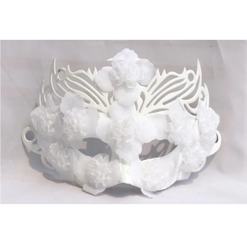 

Mask Masquerade Princess Mask Male Women Feather Flower Lace Full White Gold Dust Mask