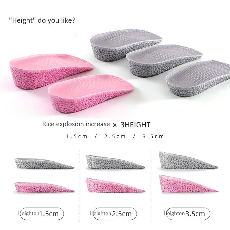 Boost Inner Heightening Insole Women And Men Invisible Heightening Silicone Martin Boots Positive Height Popcorn Heightening Pad