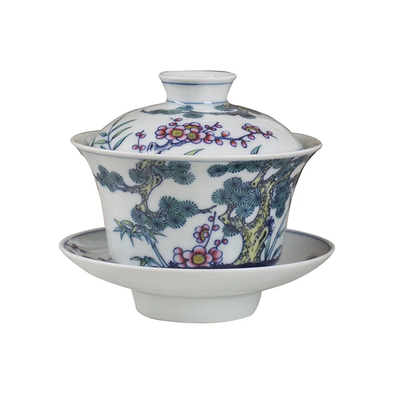 |RongShan hall color bucket capacity kiln tureen manual three cups to bowl tea master cup of jingdezhen ceramic cup