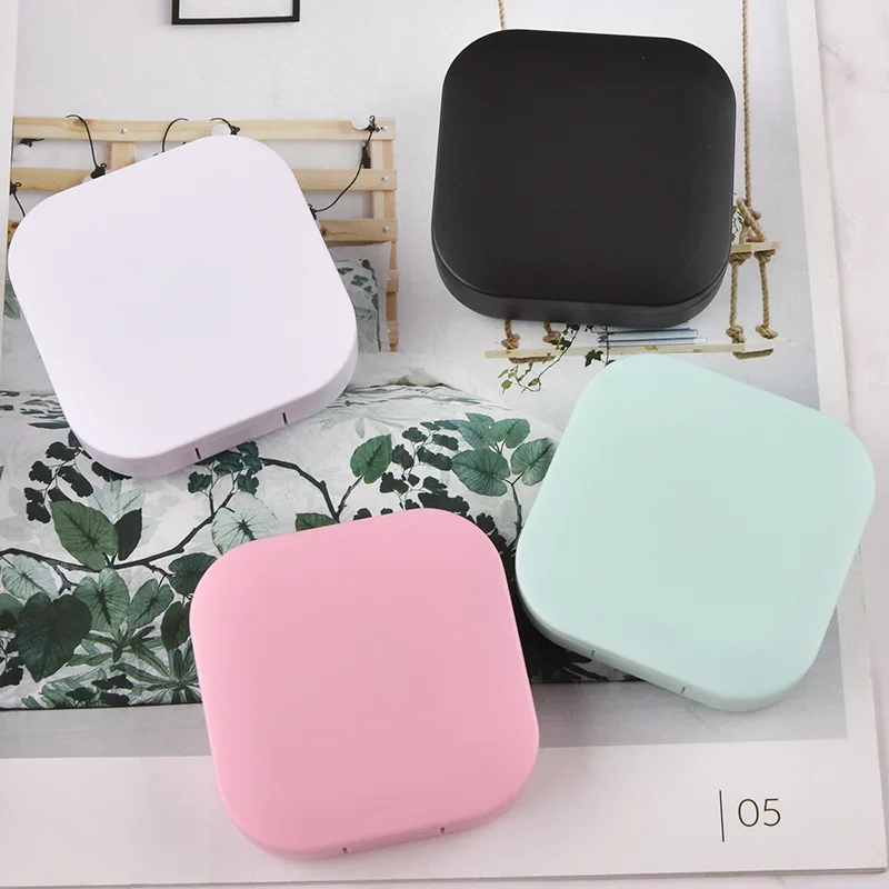 1Pcs Color Contact Lenses Case with Mirror Unisex Lovely Travel Kit Cute Style Solid Container Glasses Lenses Box