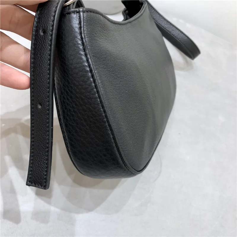 Retro Black Women Shoulder Bag Natural Cowhide Leather Handbags Subaxillary Messenger Bag Female Crossbody Bags Bolsa Feminina