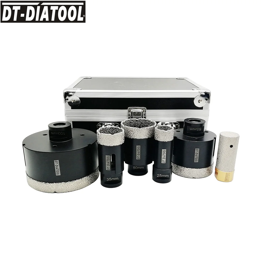 DT-DIATOOL 6 Pcs/Kit M14 Vacuümgesoldeerde Diamant Boor Core Bits Set Gemengde Size Gat Saw & 1 Pc vinger Bit Voor Tegel Graniet Marmer