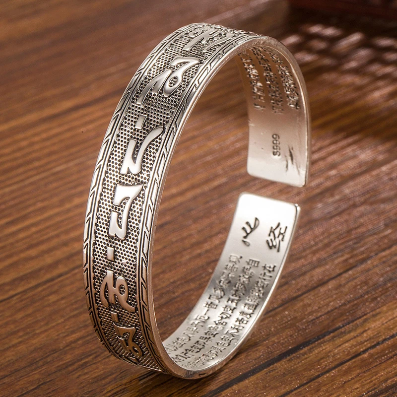 

Винтажный Модный тайский серебряный браслет KOFSAC для мужчин и женщин, буддийские браслеты с надписью, индивидуальный Шикарный Подарок на годовщину или день рождения