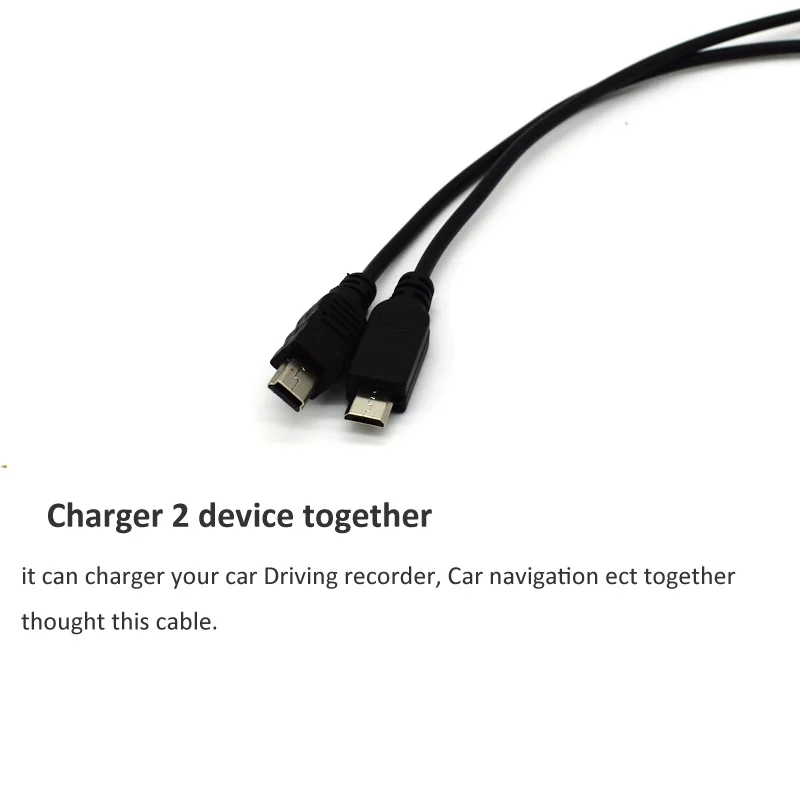 Lingable Mini USB 5Pin Female to mini usb 5pin male + micro USB male Y Splitter 1 to 2 Converter Charging Cable 30CM for Car