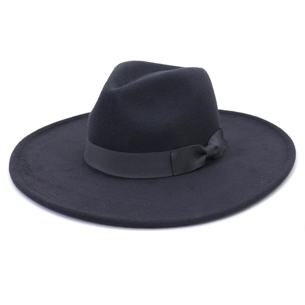 HOAREE Autumn Winter Fedora Hats For Women Men Wide Brim Felted Hat Jazz Cap Panama Camel Solid Male Female Sombreros Burgundy