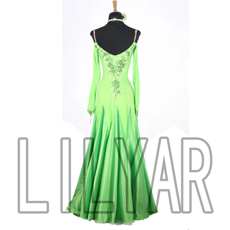 Ballroom Dance Skirt Standard Dress Competition  Show  Customization New Arrival Adult Children Green